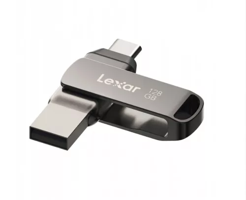 Lexar® JumpDrive® D400 USB 3.1 Type-C Dual Slot Metal PenDrive – telefonhoz és számítógéphez.  Alumínium ház, 128GB