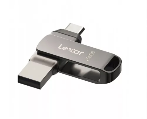 Lexar® JumpDrive® D400 USB 3.1 Type-C Dual Slot Metal PenDrive – telefonhoz és számítógéphez.  Alumínium ház, 256GB