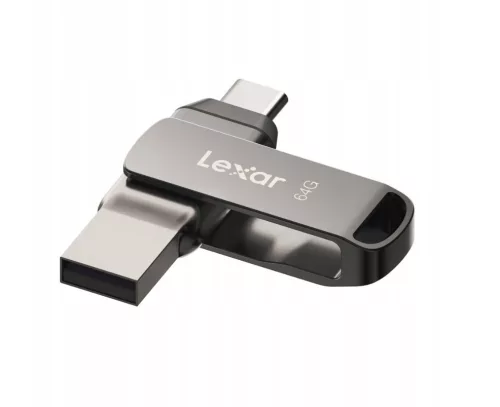 Lexar® JumpDrive® D400 USB 3.1 Type-C Dual Slot Metal PenDrive – telefonhoz és számítógéphez.  Alumínium ház, 64GB