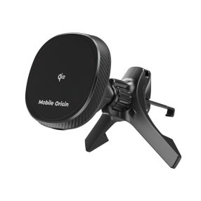   Mobile Origin® CA15 - 15W MagSafe vezeték nélküli autós gyorstöltő + telefon tartó. Lapos ventilátor rácsra rögzíthető.