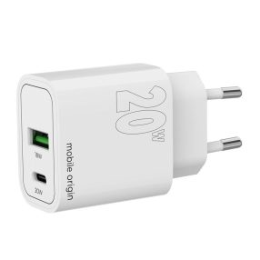   Mobile Origin MO12 - PD20W GaN fali töltő, 1xUSB-A + 1xUSB-C