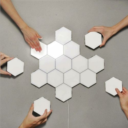 Ningbo Hexagon lámpa - 10 db-os, hatszög alakú, falra ragasztható, mágneses dekor/ éjszakai lámpa érintéses kapcsolóval. hideg fehér
