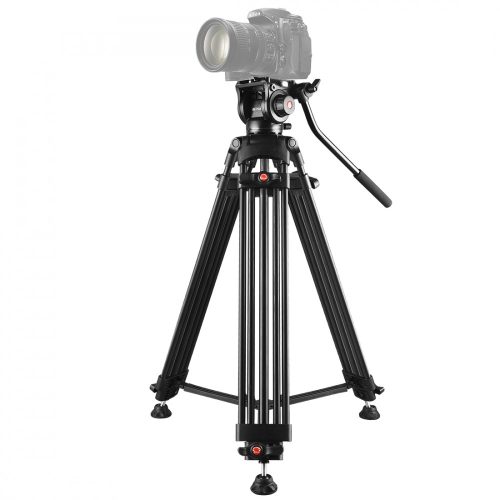  PULUZ Professzionális kamera állvány + fej DSLR / SLR kamerákhoz - alu váz, nagy teherbírás: 10kg, magasság 80-160cm között állítható
