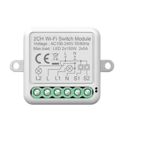   RSH® SB02 WiFi -2 csatornás SMART kapcsoló - Applikációs irányítás, időzítés, hang utasítás. Amazon Echo, Google Home és IFTTT integrálhatóság