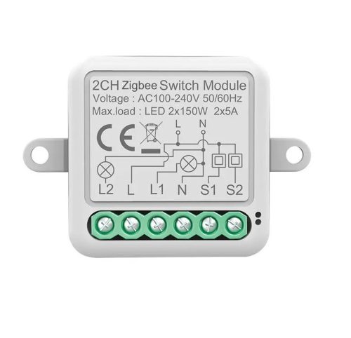 RSH® SB02 ZigBee -2 csatornás SMART kapcsoló - Applikációs irányítás, időzítés, hang utasítás. Amazon Echo, Google Home és IFTTT integrálhatóság