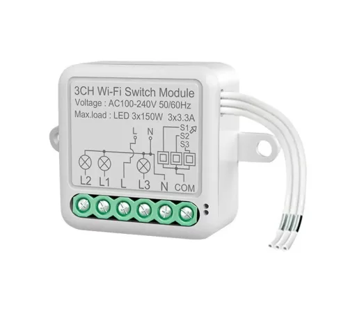 RSH® SB03 WiFi -3 csatornás SMART kapcsoló - Applikációs irányítás, időzítés, hang utasítás. Amazon Echo, Google Home és IFTTT integrálhatóság
