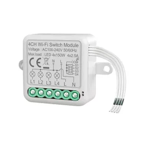   RSH® SB04 WiFi - 4 csatornás SMART kapcsoló - Applikációs irányítás, időzítés, hang utasítás. Amazon Echo, Google Home és IFTTT integrálhatóság