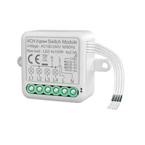   RSH® SB04 ZigBee -4 csatornás SMART kapcsoló - Applikációs irányítás, időzítés, hang utasítás. Amazon Echo, Google Home és IFTTT integrálhatóság