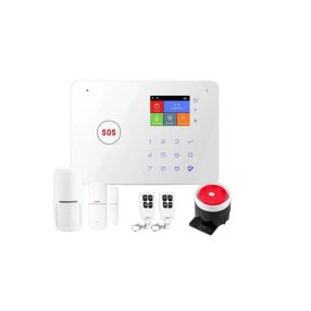   RSH® SK03 Smart Home biztonsági riasztó központ APP vezérléssel - GSM + WiFi kapcsolat, akku, 2db érzékelő, távirányító, 433Mhz