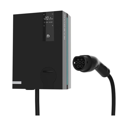 Raedian NEO 22kW AC Wallbox - elektromos autó fali töltő | DLM funkció | 22kW - 3x32A | Type 2 kábel | App, RFID irányítás - Fekete