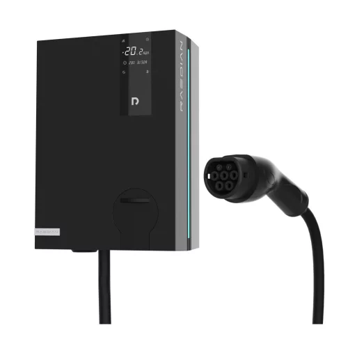 Raedian NEO 22kW AC Wallbox - elektromos autó fali töltő | DLM funkció | 22kW - 3x32A | Type 2 kábel | App, RFID irányítás - Fekete