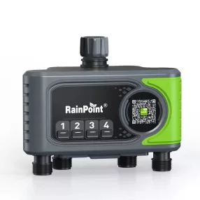   RainPoint® HTV405FRF - 4 zónás kerti csapra szerelhető öntözőszelep - 250m hatótáv, átfolyás mérés, App irányítás