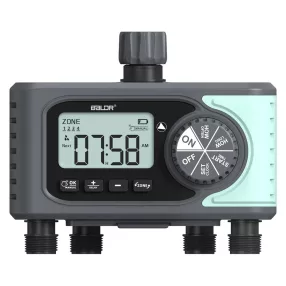   RainPoint® ITV405 - 4 zónás kerti csapra szerelhető öntöző szelep - 4db külön vezérelhető kimenet, 1 hetes, napi 3 locsolási ciklus beállítási időzítés