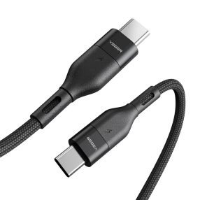   Veger CC01 - 60W USB Type-C - USB Type-C kábel - 120 cm, 60W töltés, gyöngyvászon borítás - fekete