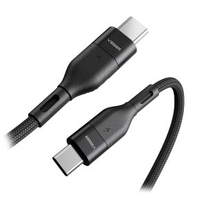   Veger CC02 - 100W USB Type-C - USB Type-C kábel - 150 cm, 100W töltés, gyöngyvászon borítás - fekete