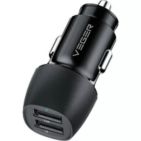   Veger CC316-2A dupla portos autós töltő - 17W / 3.4A töltési teljesítmény 1x2.4 +1x 1A
