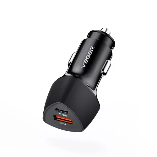 Veger CC50 dupla portos autós töltő - 38W / 7.6A töltési teljesítmény 1xPD20W QC18W