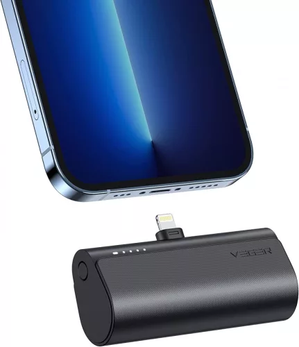 Veger PlugOn Lightning - 5000mAh Power Bank beépített USB Lightning csatlakozóval Apple termékekhez, 1x 20W / PD3.0