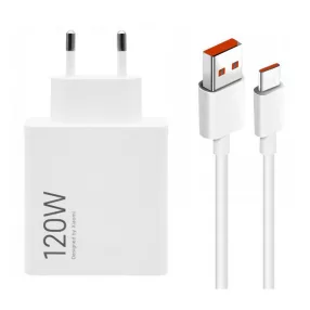   Xiaomi 120W Hypercharge Combo - 120 Wattos Type-A töltő + 1 méteres, 120 Wattos kábel - fehér