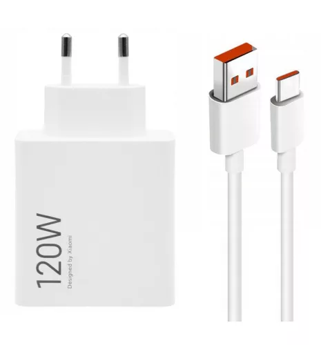 Xiaomi 120W Hypercharge Combo - 120 Wattos Type-A töltő + 1 méteres, 120 Wattos kábel - fehér