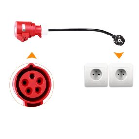   1 fázisból 3 fázisba átalakító kábel, Elektromos autó töltéshez - 1 fázisú 1x16A (3.7Kw) fali csatlakozóról 3x16A (11Kw) átalakító