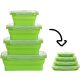 Összecsukható, BPA mentes szilikon élelmiszertároló doboz készlet - 4db-os, összecsukható - Zöld