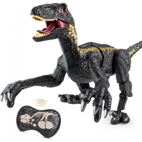   Távirányítós dinoszaurusz - fény és hangeffekt, demo mód, 30cm hossz, hosszú játékidő - fekete