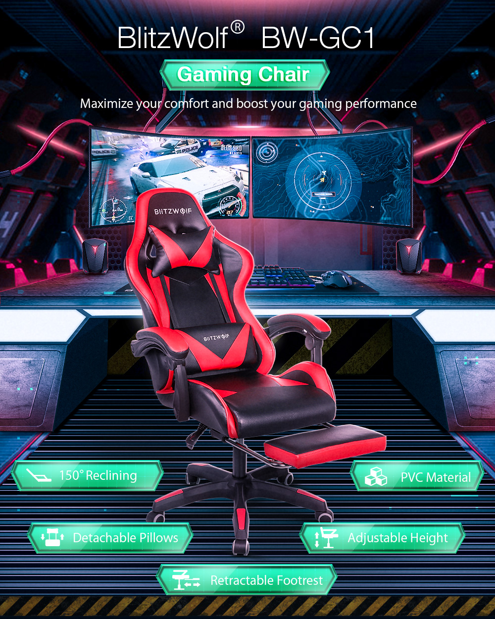 Blitzwolf BW-GC1 gamer szék - gaming chair