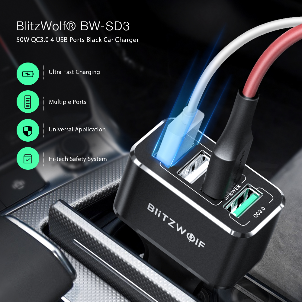 Autós töltő 50W BlitzWolf® BW-SD3
