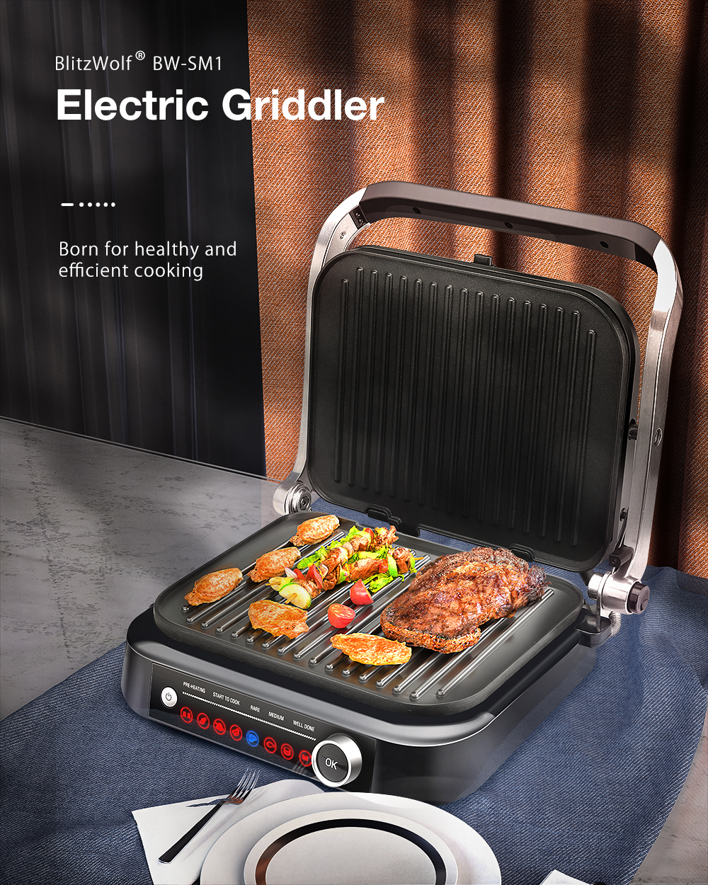 Blitzwolf BW-SM1 eletromos grillező